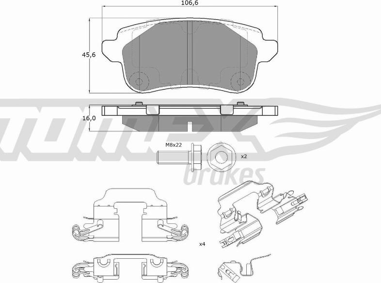 TOMEX brakes TX 18-66 - Тормозные колодки, дисковые, комплект autospares.lv