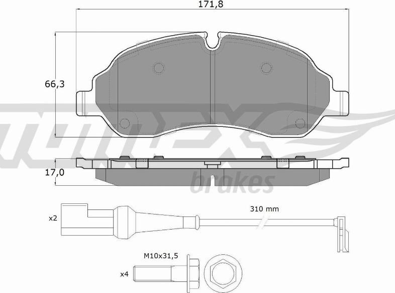 TOMEX brakes TX 18-04 - Тормозные колодки, дисковые, комплект autospares.lv