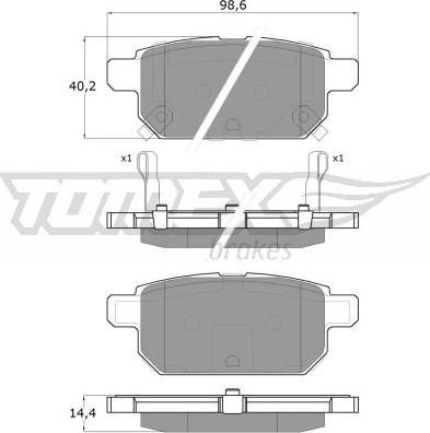 TOMEX brakes TX 18-14 - Тормозные колодки, дисковые, комплект autospares.lv