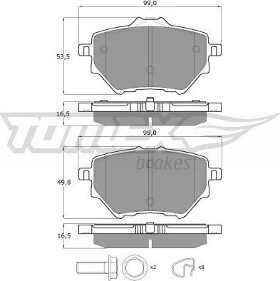 TOMEX brakes TX 18-36 - Тормозные колодки, дисковые, комплект autospares.lv