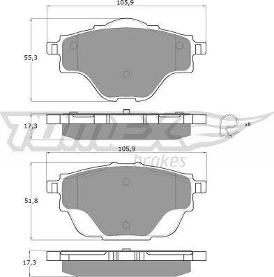 TOMEX brakes TX 18-37 - Тормозные колодки, дисковые, комплект autospares.lv