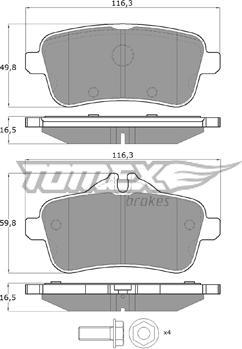 TOMEX brakes TX 18-79 - Тормозные колодки, дисковые, комплект autospares.lv