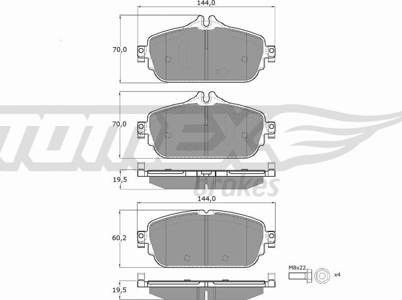 TOMEX brakes TX 18-74 - Тормозные колодки, дисковые, комплект autospares.lv