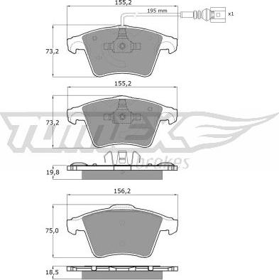 TOMEX brakes TX 13-93 - Тормозные колодки, дисковые, комплект autospares.lv