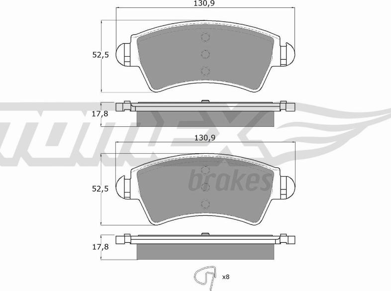 TOMEX brakes TX 13-44 - Тормозные колодки, дисковые, комплект autospares.lv