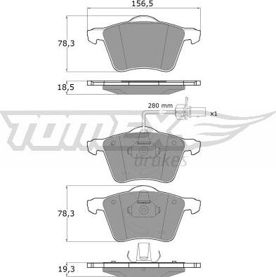 TOMEX brakes TX 13-58 - Тормозные колодки, дисковые, комплект autospares.lv