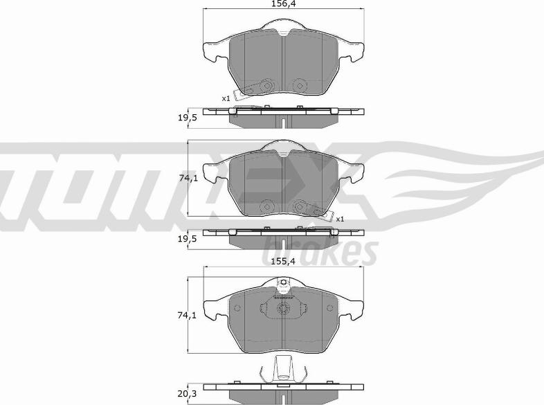 TOMEX brakes TX 13-57 - Тормозные колодки, дисковые, комплект autospares.lv