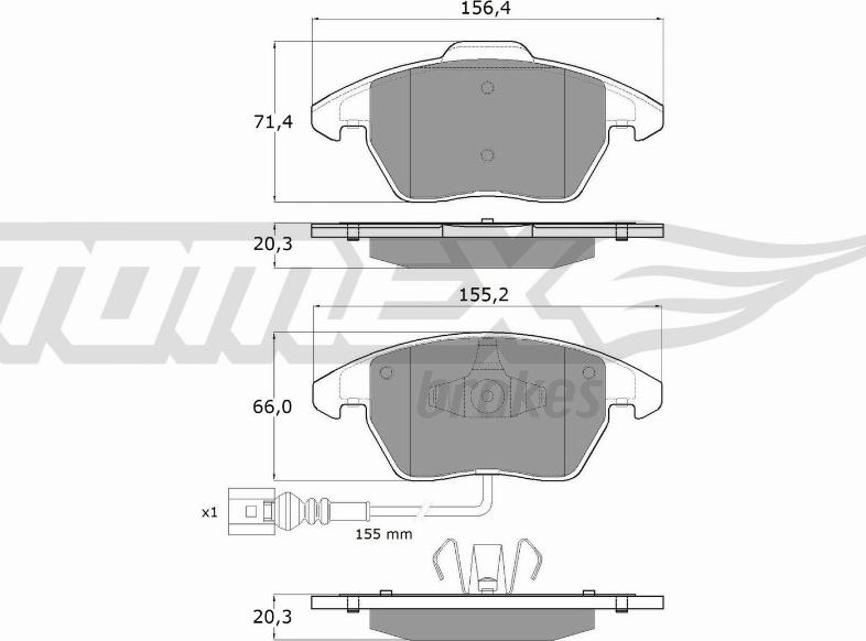 TOMEX brakes TX 13-11 - Тормозные колодки, дисковые, комплект autospares.lv