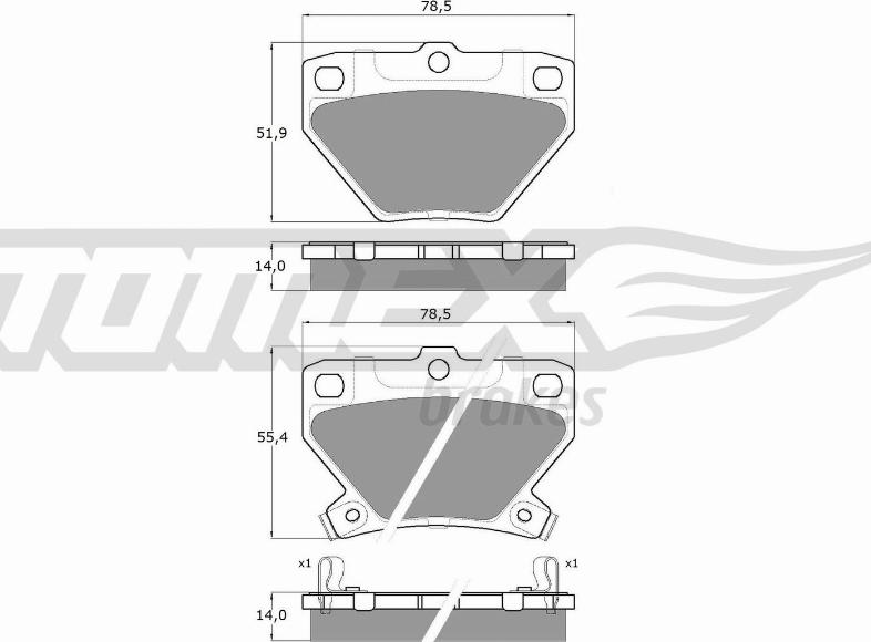 TOMEX brakes TX 13-77 - Тормозные колодки, дисковые, комплект autospares.lv