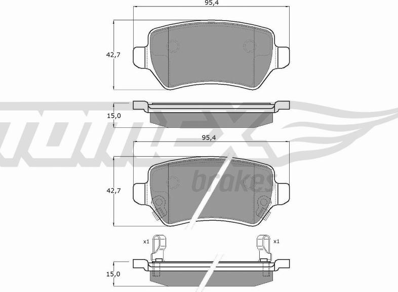 TOMEX brakes TX 12-97 - Тормозные колодки, дисковые, комплект autospares.lv