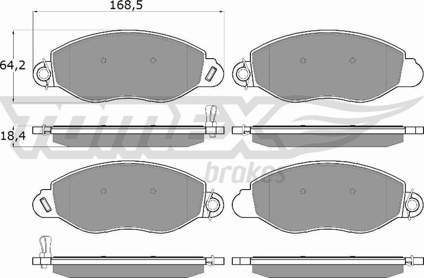 TOMEX brakes TX 12-61 - Тормозные колодки, дисковые, комплект autospares.lv