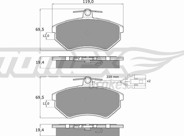 TOMEX brakes TX 12-04 - Тормозные колодки, дисковые, комплект autospares.lv