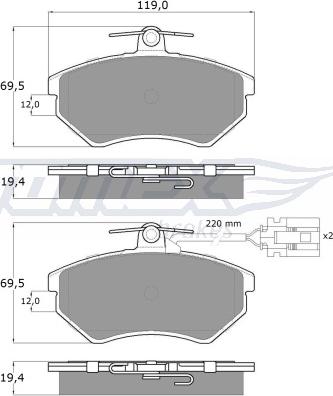 TOMEX brakes TX 12-04 - Тормозные колодки, дисковые, комплект autospares.lv