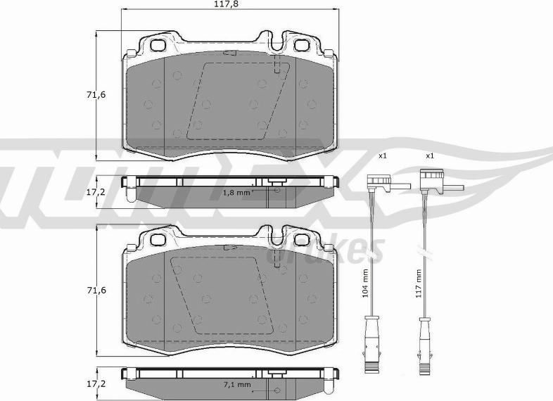 TOMEX brakes TX 12-811 - Тормозные колодки, дисковые, комплект autospares.lv