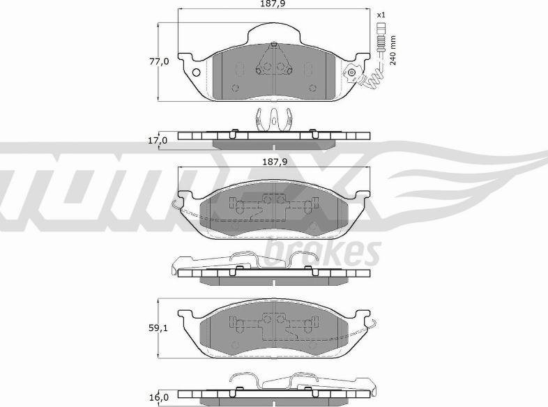 TOMEX brakes TX 12-83 - Тормозные колодки, дисковые, комплект autospares.lv