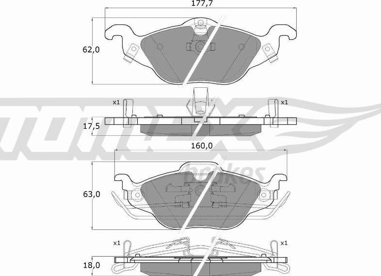 TOMEX brakes TX 12-21 - Тормозные колодки, дисковые, комплект autospares.lv