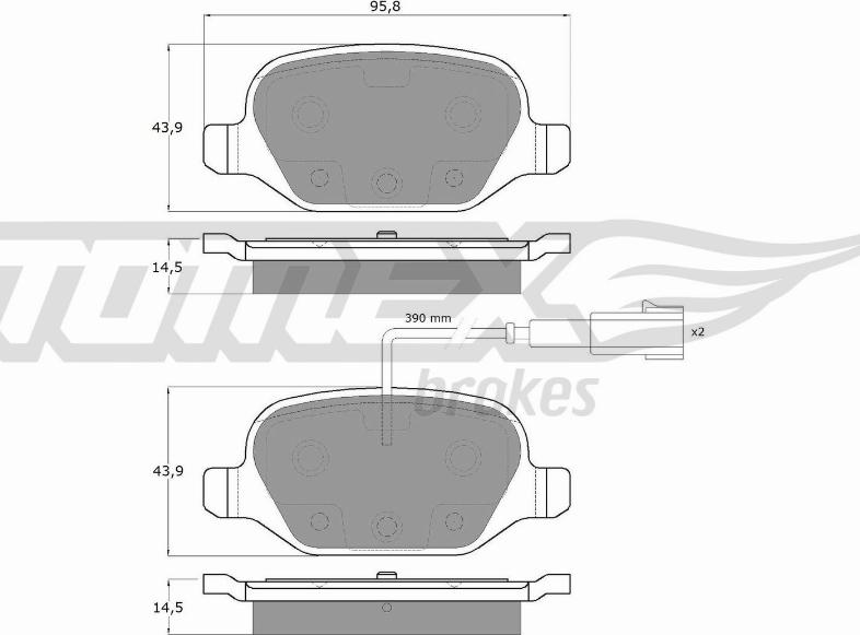 TOMEX brakes TX 12-702 - Тормозные колодки, дисковые, комплект autospares.lv