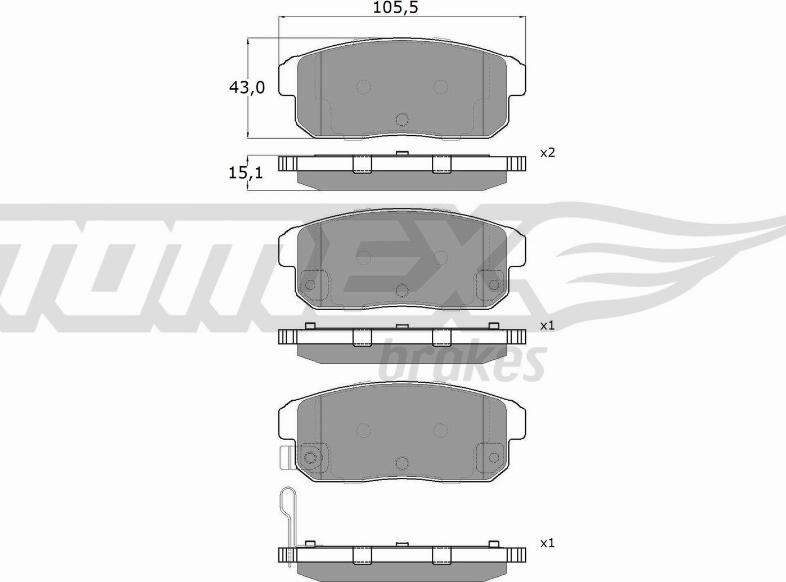 TOMEX brakes TX 17-97 - Тормозные колодки, дисковые, комплект autospares.lv