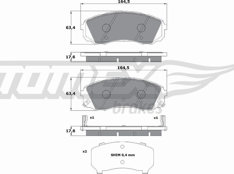 TOMEX brakes TX 17-49 - Тормозные колодки, дисковые, комплект autospares.lv