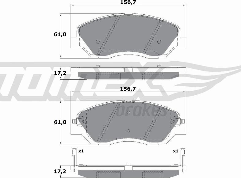 TOMEX brakes TX 17-44 - Тормозные колодки, дисковые, комплект autospares.lv