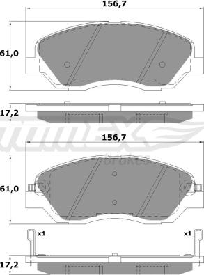 TOMEX brakes TX 17-44 - Тормозные колодки, дисковые, комплект autospares.lv