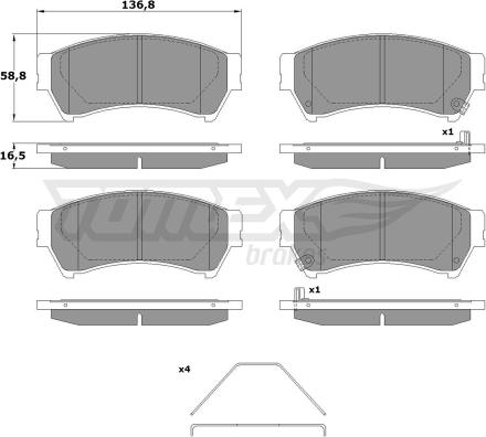 TOMEX brakes TX 17-40 - Тормозные колодки, дисковые, комплект autospares.lv