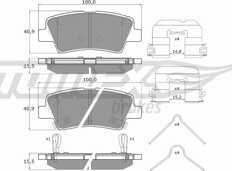 TOMEX brakes TX 17-481 - Тормозные колодки, дисковые, комплект autospares.lv