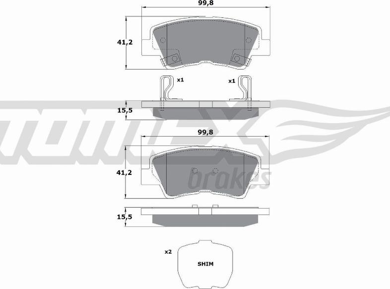 TOMEX brakes TX 17-48 - Тормозные колодки, дисковые, комплект autospares.lv
