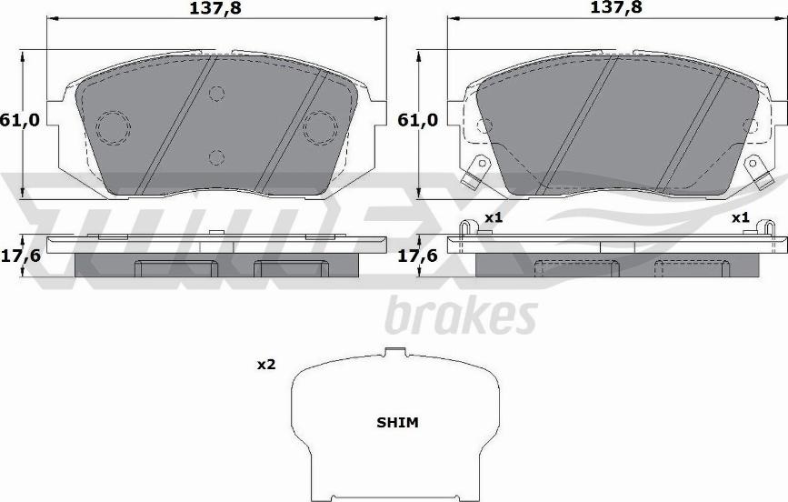TOMEX brakes TX 17-47 - Тормозные колодки, дисковые, комплект autospares.lv
