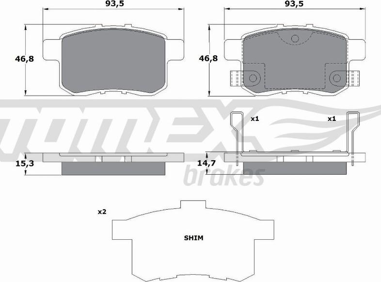 TOMEX brakes TX 17-54 - Тормозные колодки, дисковые, комплект autospares.lv