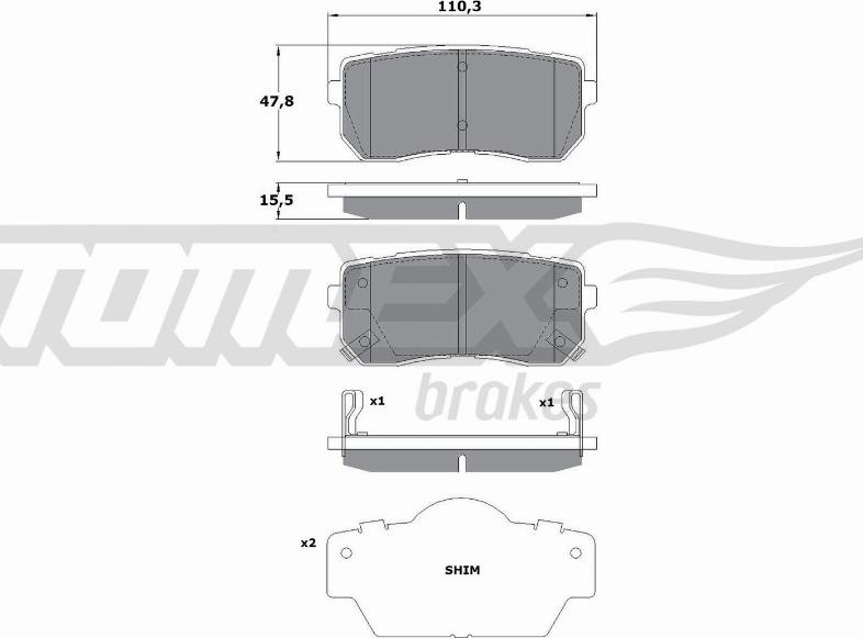 TOMEX brakes TX 17-50 - Тормозные колодки, дисковые, комплект autospares.lv