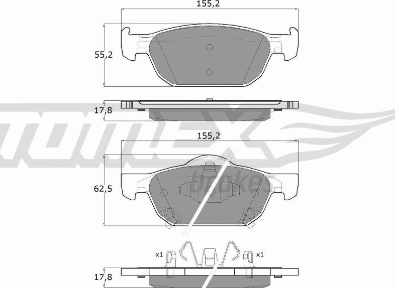 TOMEX brakes TX 17-51 - Тормозные колодки, дисковые, комплект autospares.lv