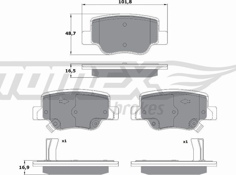 TOMEX brakes TX 17-58 - Тормозные колодки, дисковые, комплект autospares.lv