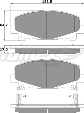 TOMEX brakes TX 17-52 - Тормозные колодки, дисковые, комплект autospares.lv