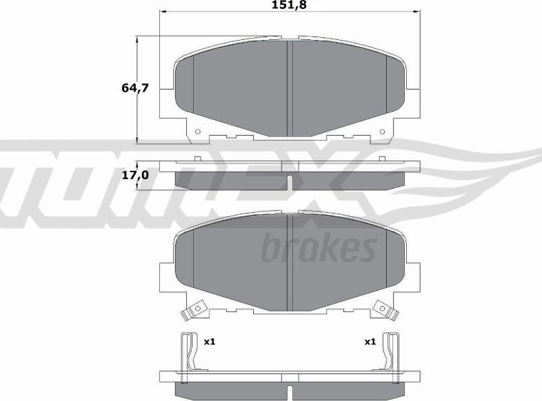 TOMEX brakes TX 17-52 - Тормозные колодки, дисковые, комплект autospares.lv