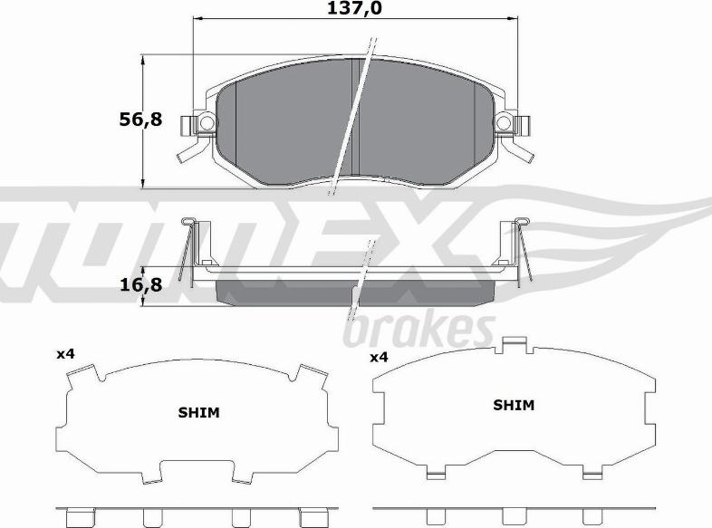 TOMEX brakes TX 17-65 - Тормозные колодки, дисковые, комплект autospares.lv