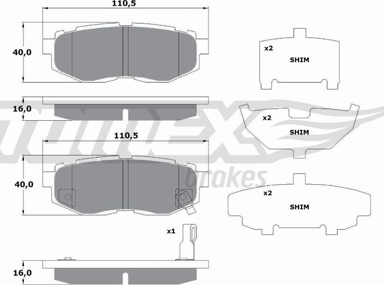TOMEX brakes TX 17-66 - Тормозные колодки, дисковые, комплект autospares.lv