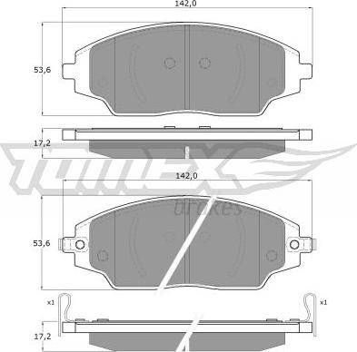 TOMEX brakes TX 17-00 - Тормозные колодки, дисковые, комплект autospares.lv