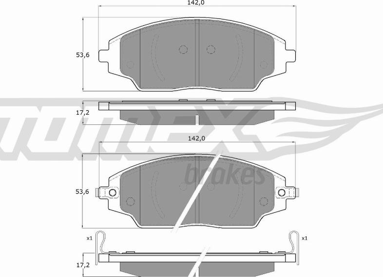 TOMEX brakes TX 17-00 - Тормозные колодки, дисковые, комплект autospares.lv