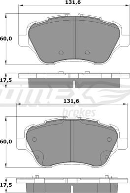 TOMEX brakes TX 17-16 - Тормозные колодки, дисковые, комплект autospares.lv