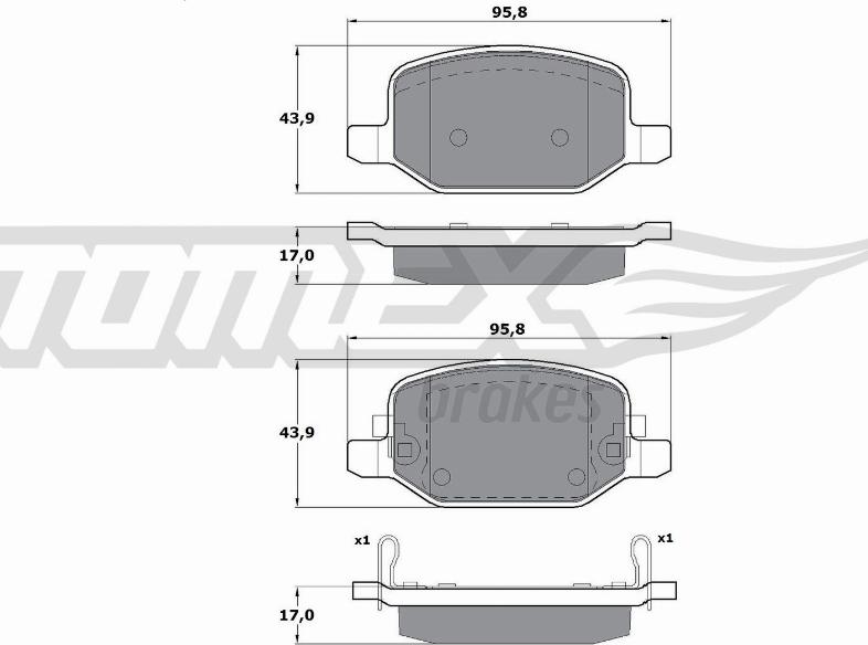 TOMEX brakes TX 17-18 - Тормозные колодки, дисковые, комплект autospares.lv