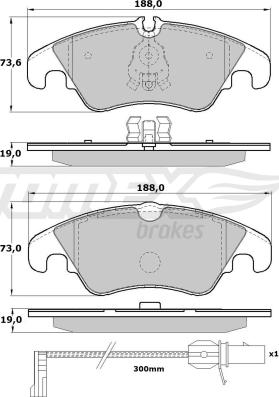 TOMEX brakes TX 17-13 - Тормозные колодки, дисковые, комплект autospares.lv