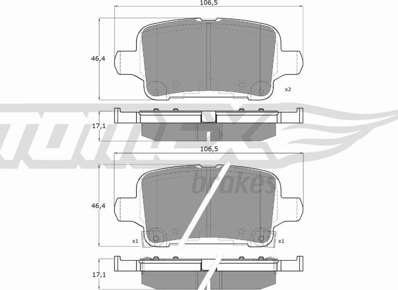 TOMEX brakes TX 17-88 - Тормозные колодки, дисковые, комплект autospares.lv