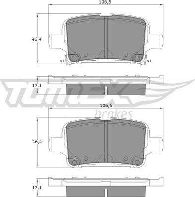 TOMEX brakes TX 17-88 - Тормозные колодки, дисковые, комплект autospares.lv