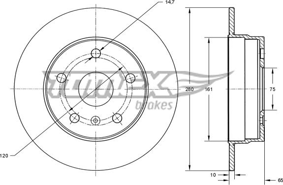 TOMEX brakes TX 74-00 - Тормозной диск autospares.lv