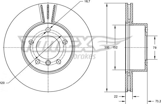 TOMEX brakes TX 74-01 - Тормозной диск autospares.lv