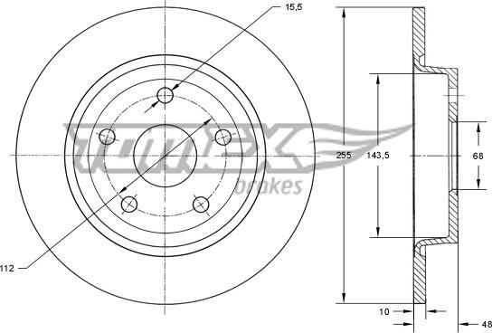 TOMEX brakes TX 74-12 - Тормозной диск autospares.lv