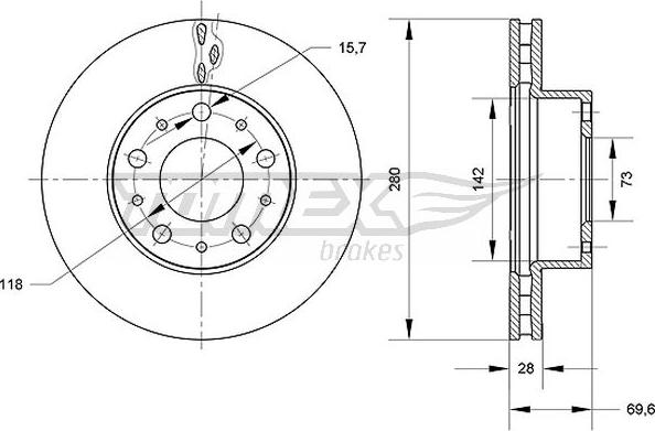 TOMEX brakes TX 70-95 - Тормозной диск autospares.lv