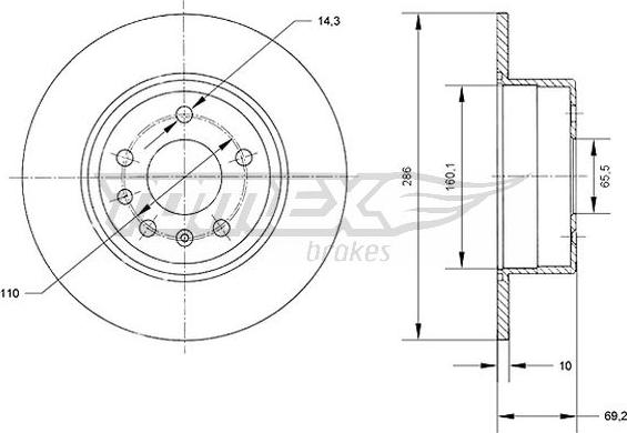 TOMEX brakes TX 70-49 - Тормозной диск autospares.lv