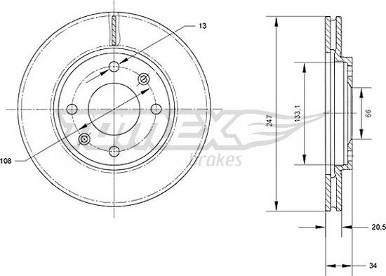 TOMEX brakes TX 70-64 - Тормозной диск autospares.lv